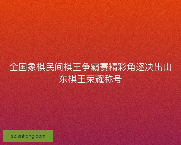 全国象棋民间棋王争霸赛精彩角逐决出山东棋王荣耀称号