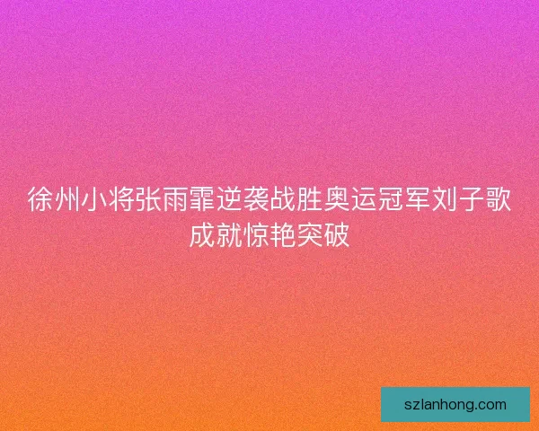 徐州小将张雨霏逆袭战胜奥运冠军刘子歌成就惊艳突破