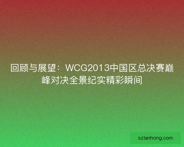 回顾与展望：WCG2013中国区总决赛巅峰对决全景纪实精彩瞬间